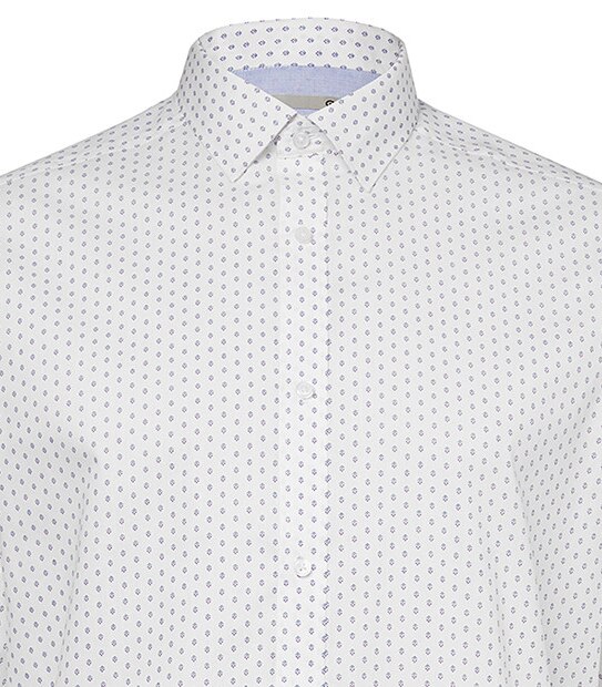 Men's Tailored Fit Cotton Rich Shirt - White/Lilac 3 of 3