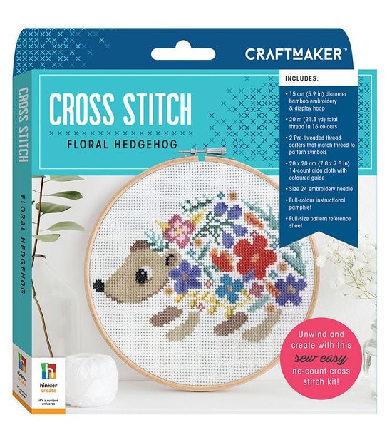 Craft Maker Cross Stitch Kit: Floral Hedgehog