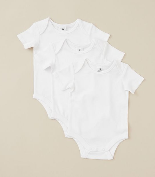 Baby Organic Cotton 3 Pack Short Sleeve Bodysuits
