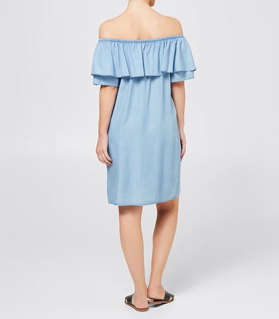 Chambray Off The Shoulder Dress