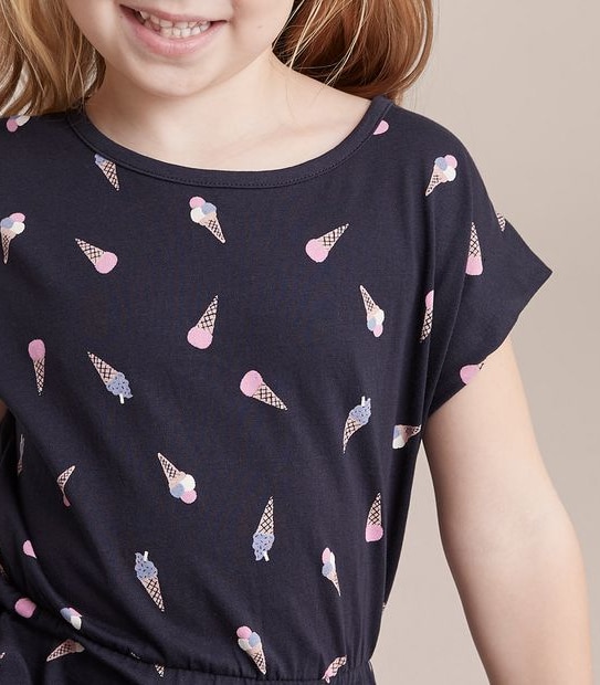 SE250902_02 DROP SHLDR DRESS AOP ICE CREAM NAVY