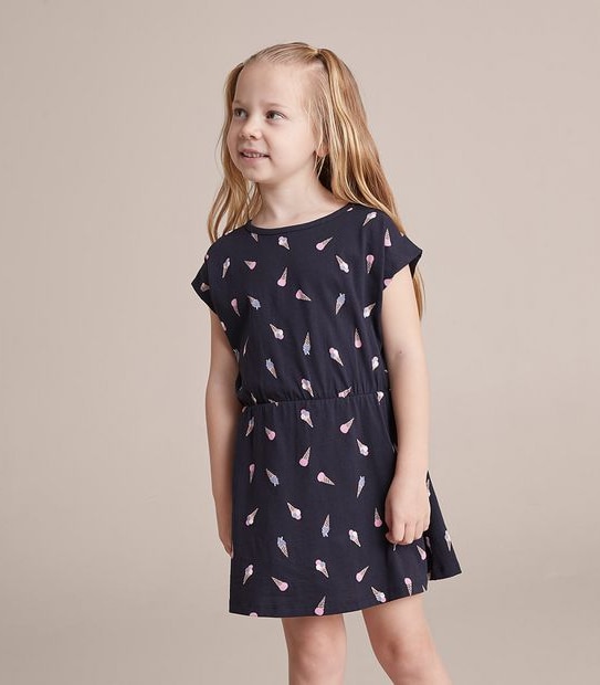 SE250902_02 DROP SHLDR DRESS AOP ICE CREAM NAVY
