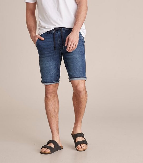 Knit Denim Shorts