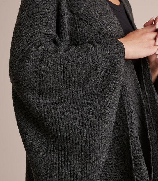 Knit Wrap - Stitch Detail Charcoal