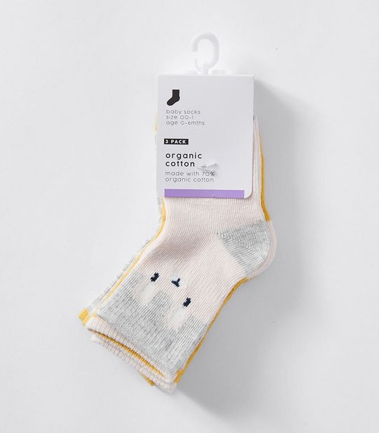 Organic Cotton 3 Pack Baby Bunny Socks 