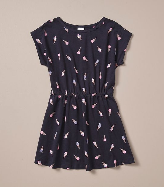 SE250902_02 DROP SHLDR DRESS AOP ICE CREAM NAVY