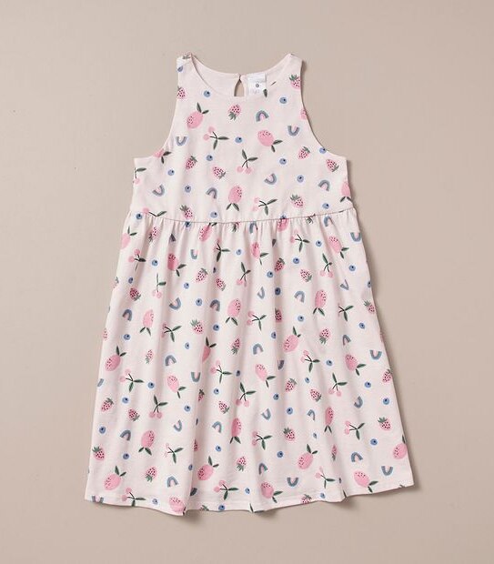 SE250881_03 SL DRESS AOP RAINBOW & FRUIT PINK