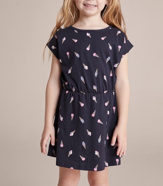 SE250902_02 DROP SHLDR DRESS AOP ICE CREAM NAVY