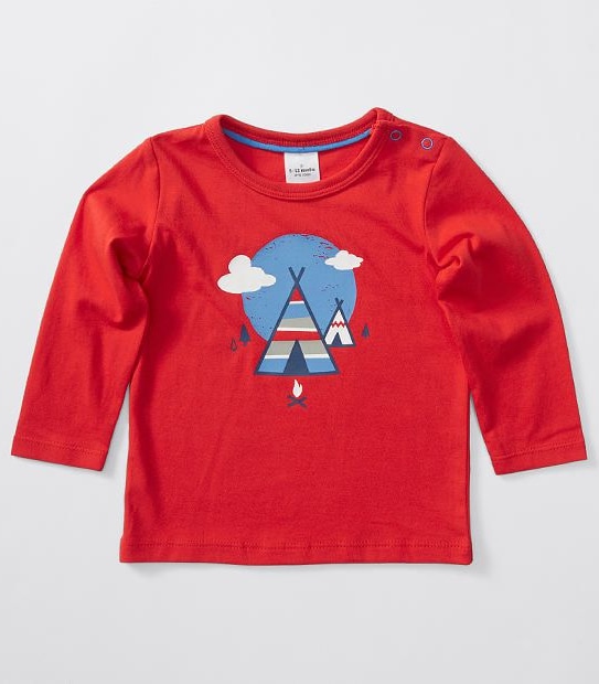 Baby Long Sleeve Tepee Tent Print T-Shirt