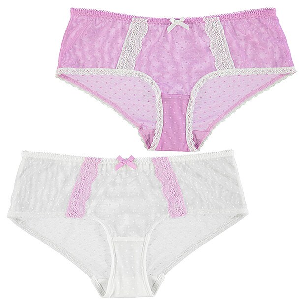 Lily Loves 2 Pack Boyleg Briefs - Violet/Cream Lily Loves 2 Pack Boyleg Briefs - Violet/Cream