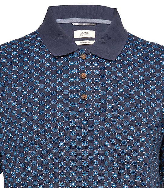 Men's All Over Print Polo Shirt - Navy