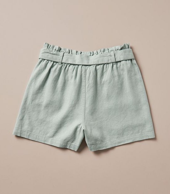 Linen Blend Paperbag Waist Shorts