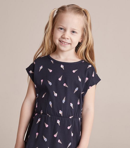 SE250902_02 DROP SHLDR DRESS AOP ICE CREAM NAVY
