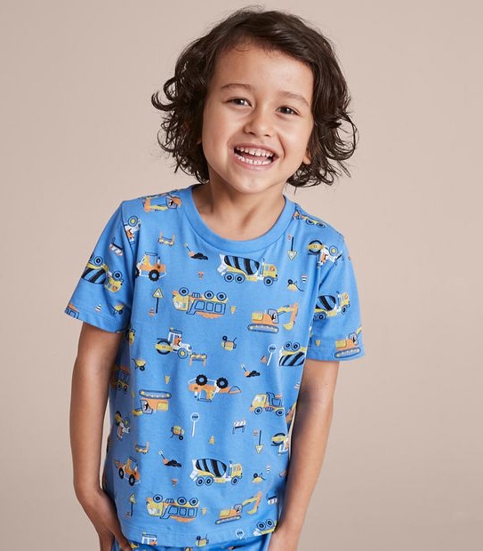 Organic Cotton Construction Vehicle Pyjama Set