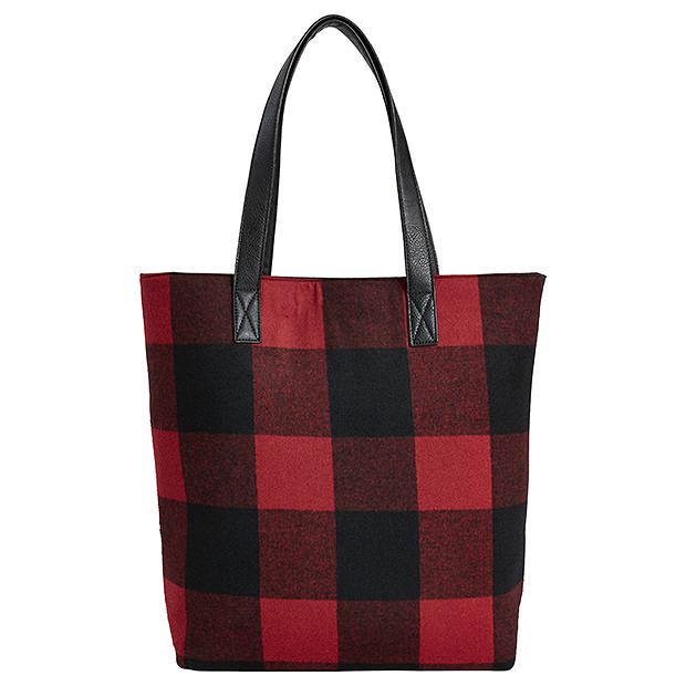 Check Wool Blend Tote Check Wool Blend Tote