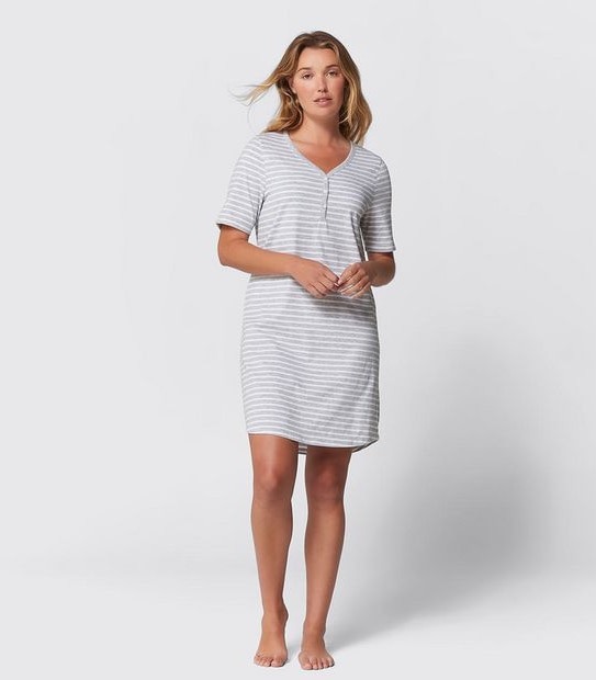 Striped Henley Sleep T-Shirt Nightie