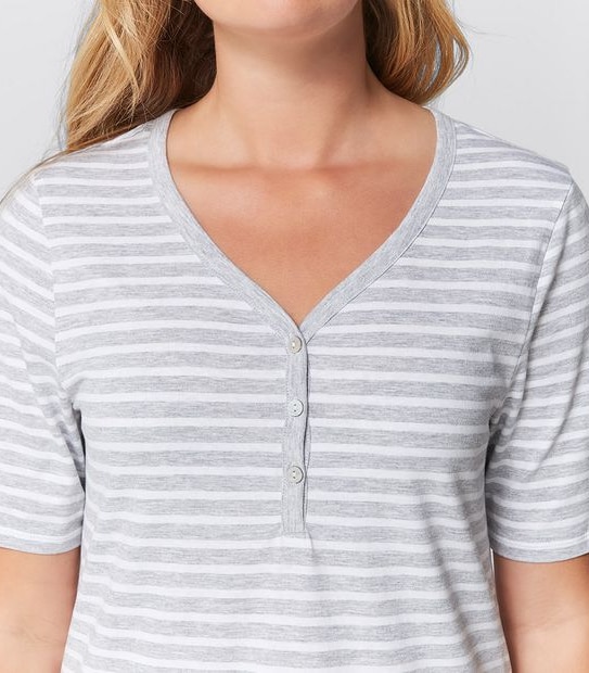Striped Henley Sleep T-Shirt Nightie