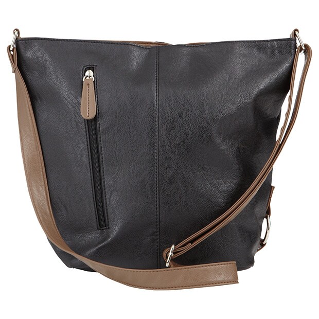 Crossbody Contrast Trim Bucket Bag - Black <B>+</B> Brown Crossbody Contrast Trim Bucket Bag - Black <B>+</B> Brown