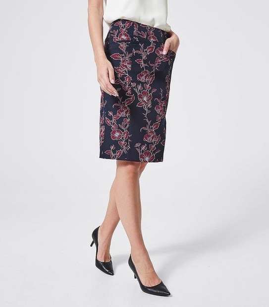 Preview Fashion Pencil Skirt - Navy Blue Flat Tropical