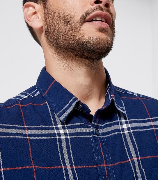 Check Shirt - Indigo/Orange