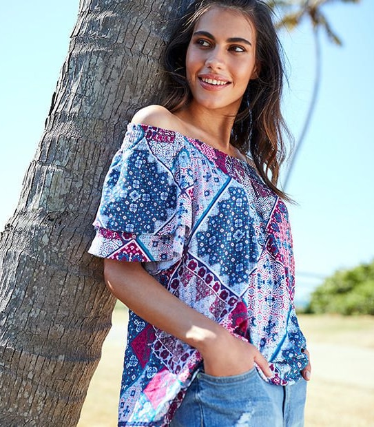 Shirred Off Shoulder Top