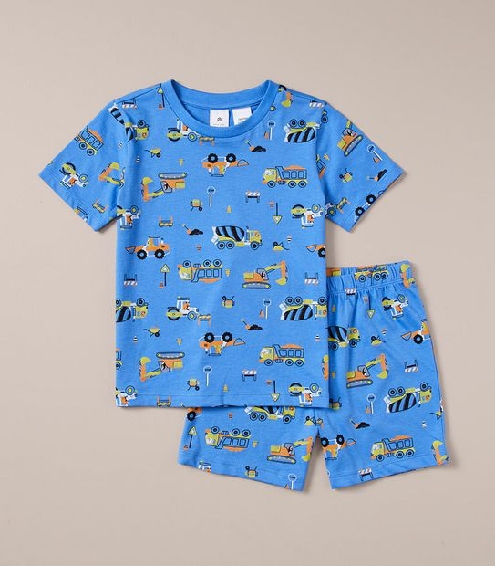 Organic Cotton Construction Vehicle Pyjama Set