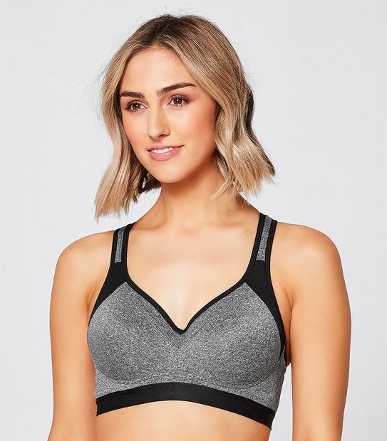 Maddi High Impact Sport Bra - Charcoal Marle/Black