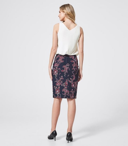 Preview Fashion Pencil Skirt - Navy Blue Flat Tropical