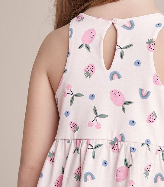 SE250881_03 SL DRESS AOP RAINBOW & FRUIT PINK