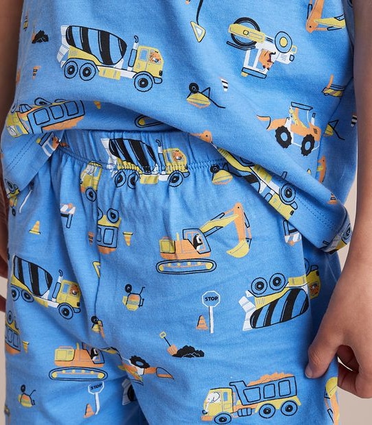 Organic Cotton Construction Vehicle Pyjama Set