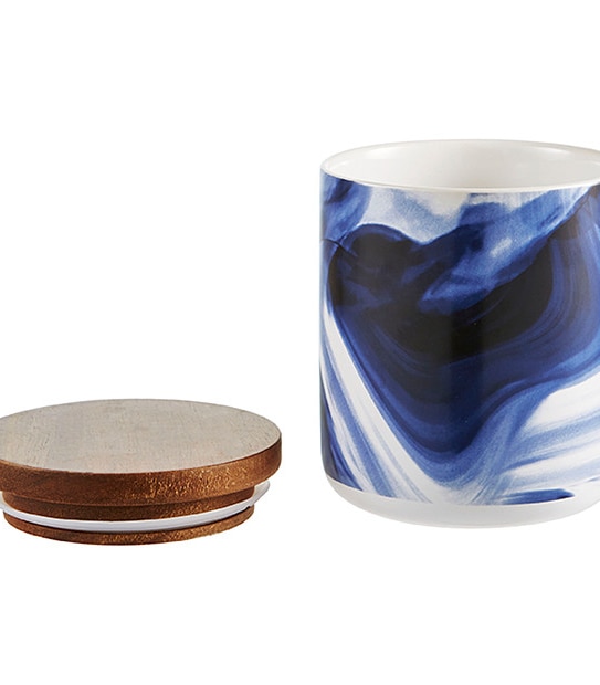 Lisa T Indigo Small Canister - Blue Marble 2 of 2