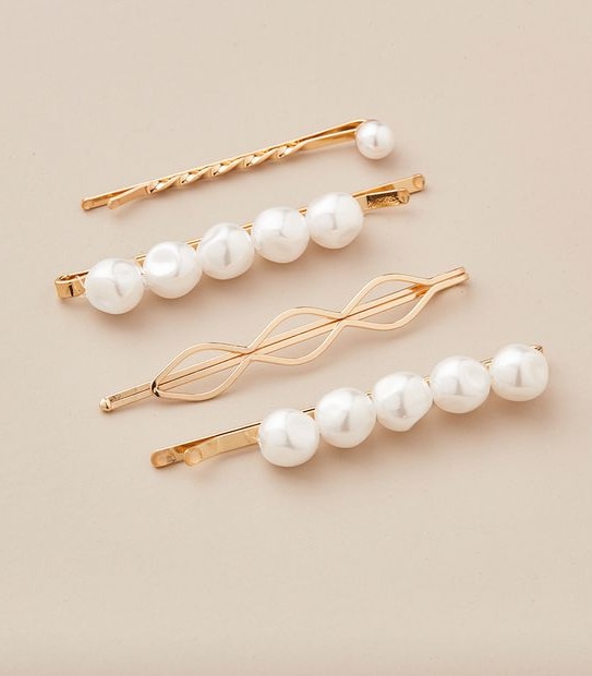 4 Pack Pearl Hair Slides