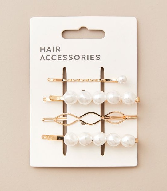 4 Pack Pearl Hair Slides