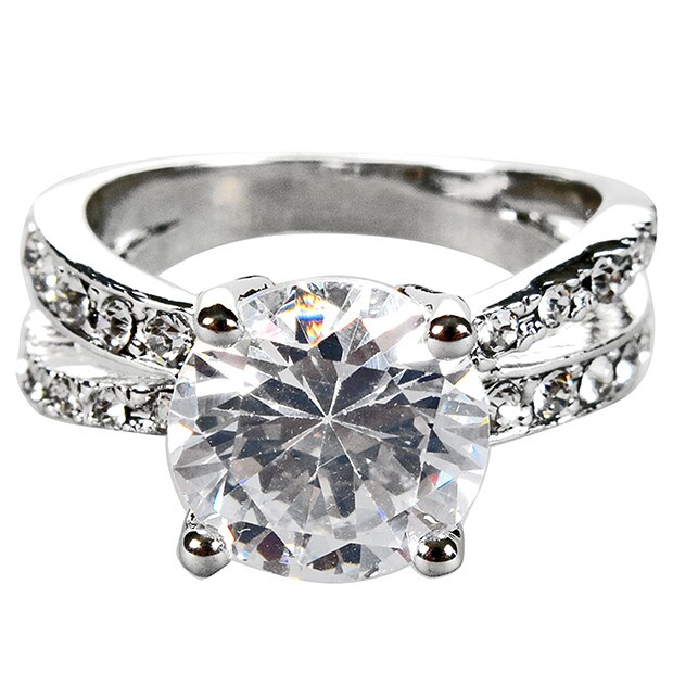Stone Ring With Diamante Trim Size S-M Stone Ring With Diamante Trim Size S-M