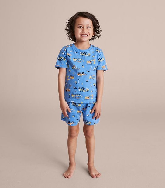 Organic Cotton Construction Vehicle Pyjama Set