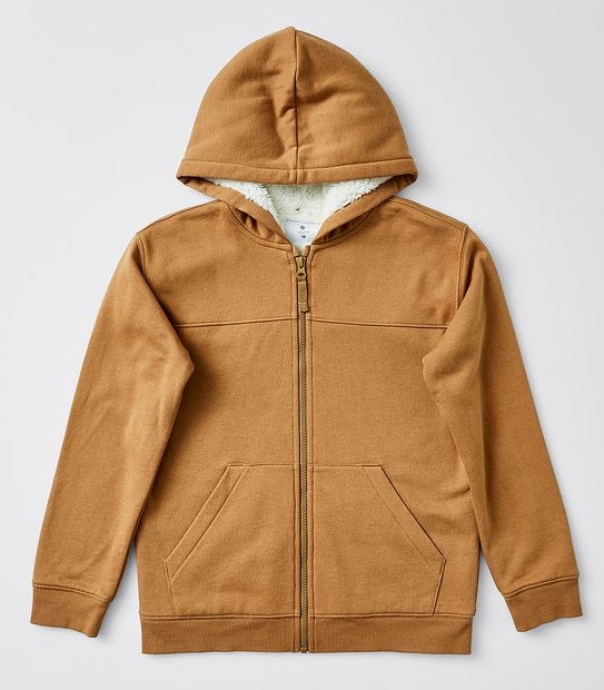 Sherpa Zip Thru Hoodie - Tan