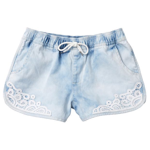 Piping Hot Crochet Denim Shorts 