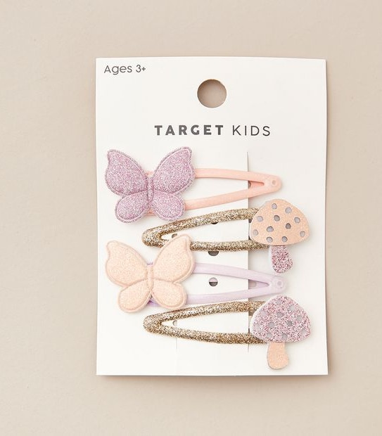 4 Pack Butterfly & Mushroom Hair Clips