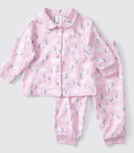 Baby Unicorn Flannelette Pyjama Set - Pink