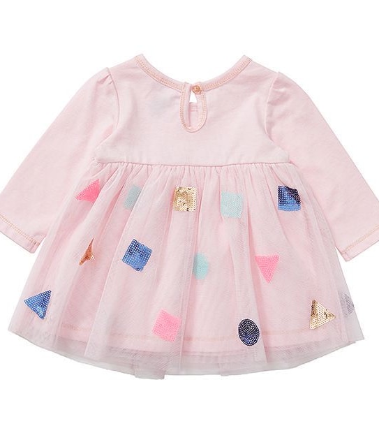 Baby Long Sleeve Mesh Sequin Dress