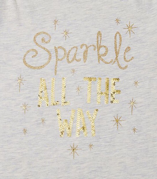 Christmas Sparkle All The Way Text Print T-Shirt