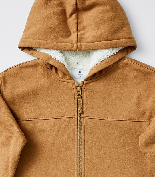 Sherpa Zip Thru Hoodie - Tan
