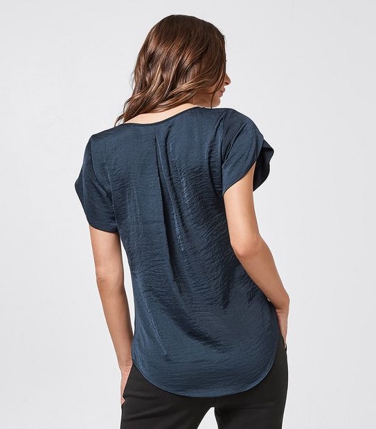 Preview Satin Evie Blouse - Navy Blue