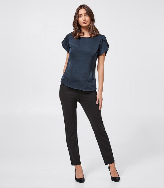 Preview Satin Evie Blouse - Navy Blue