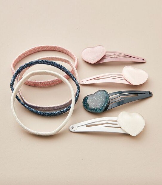 8 Pack Heart Hair Clips and Hair Ties