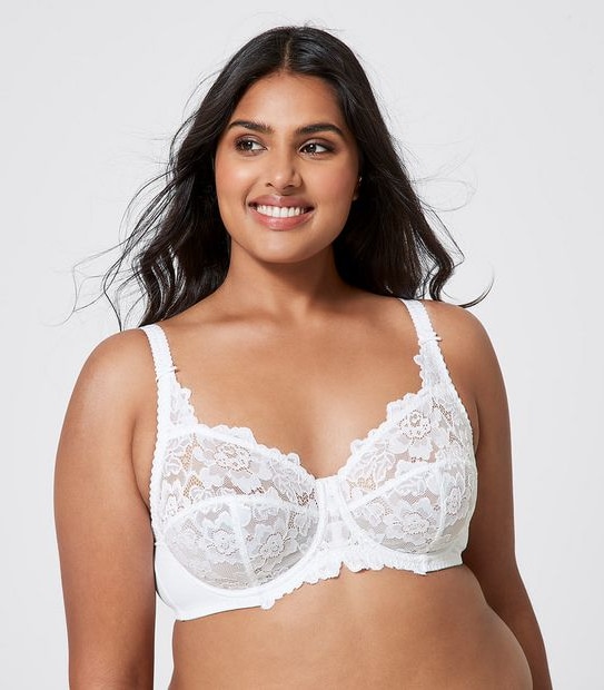 Fuller Figure Cup Soft Lace Underwire Bra - White