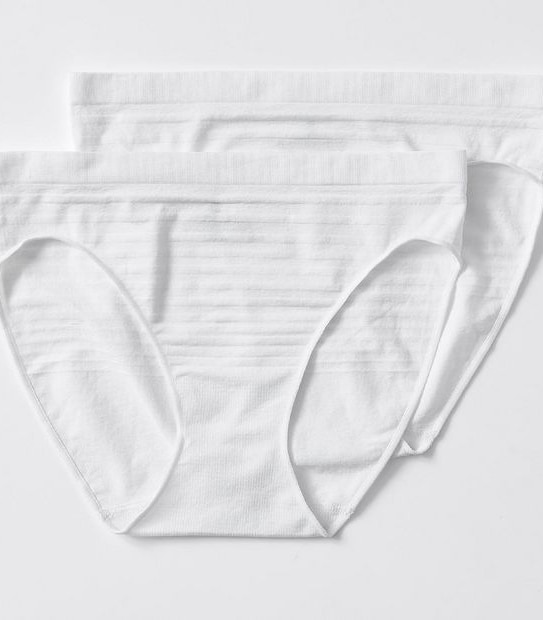 2 Pack Matte & Shine Seamfree Bikini Briefs - White
