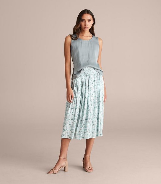 Preview Shirred Waist Midi Skirt