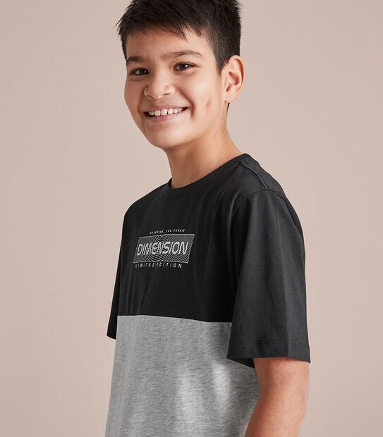 Organic Cotton Spliced Graphic T-Shirt