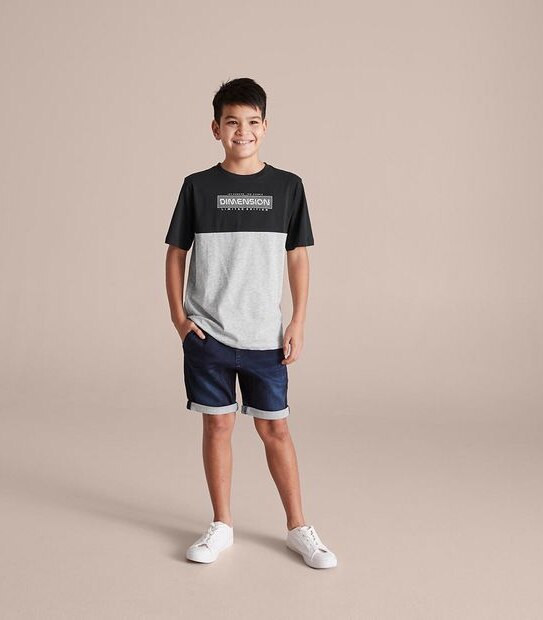 Organic Cotton Spliced Graphic T-Shirt